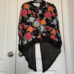 Anthropologie Sloane Rouge Zippered Sweater Jacket Long Sleeves Floral Size XS